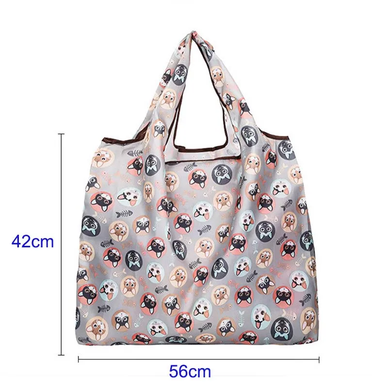 Newest Tote Foldable Colors ECO Reusable Polyester Portable Shoulder Handbag Cool Leopard Grain Green Folding Pouch Shopping Bag