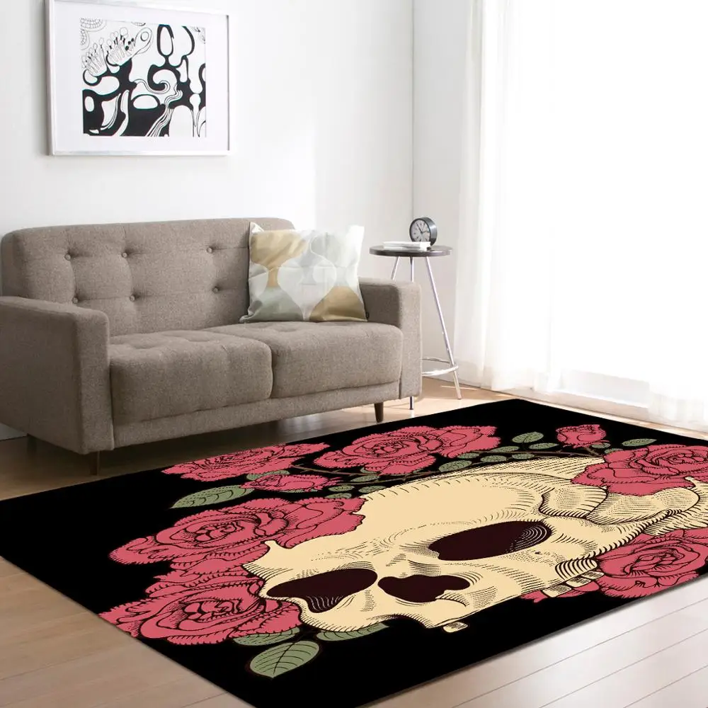 

Skull Large Size Carpet for Bedroom Decoration Kid Room Mat Floor Anti-slip Rugs Home Big Area Rug Tapetes Home for Living Room