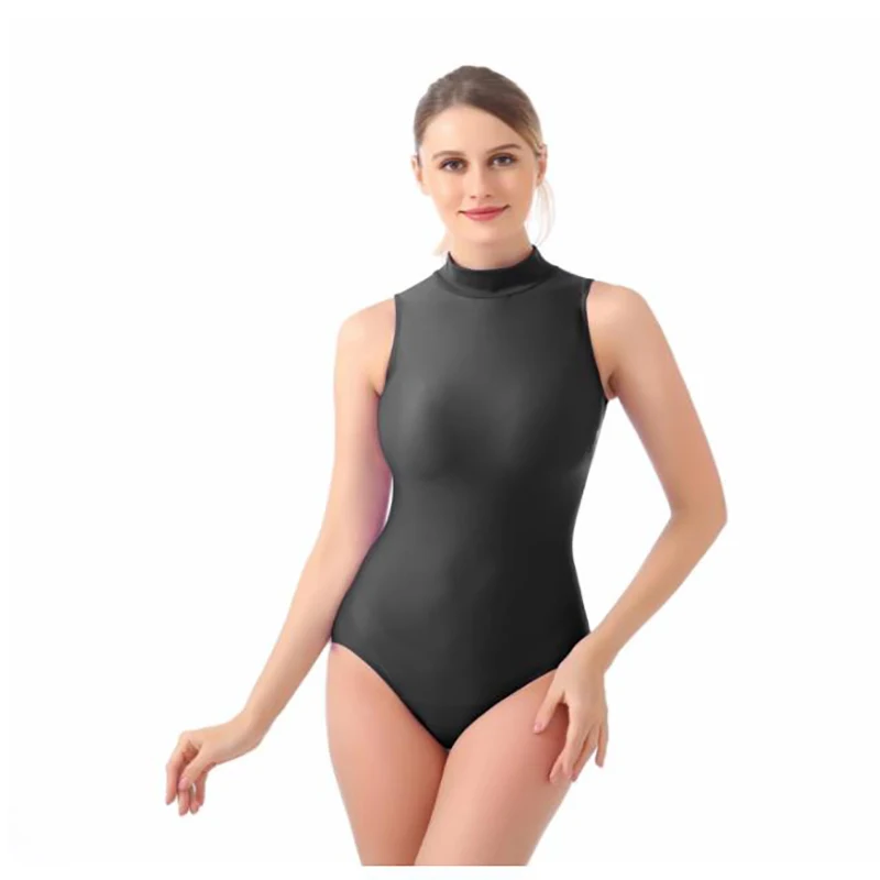 Speerise – body à col montant pour femmes et filles, sans manches, hauts à col roulé, pour adultes, ballerines, Leotard, Costume de danse de Ballet