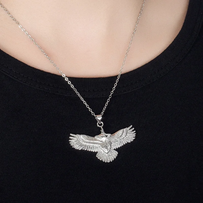 Trendy Silver 925 Chain Necklace For Men Jewelry Popular Animal Eagle Pendant Necklace Male Party Accessories Choker Present Boy