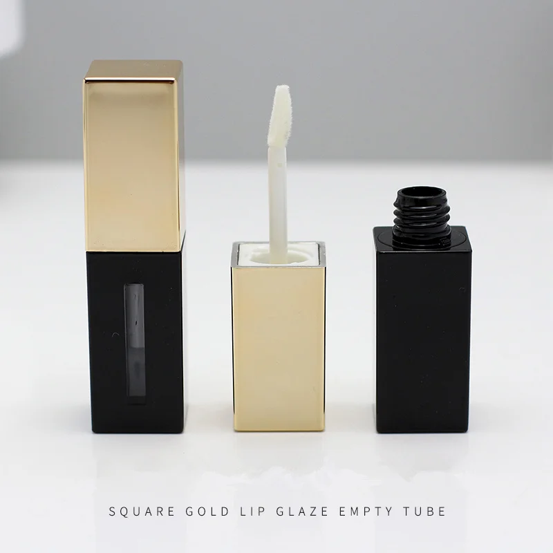 

Wholesale 4.5ml Square gold lip gloss Tube, lip glaze container lip oil bottle Empty tube Makeup packaging material