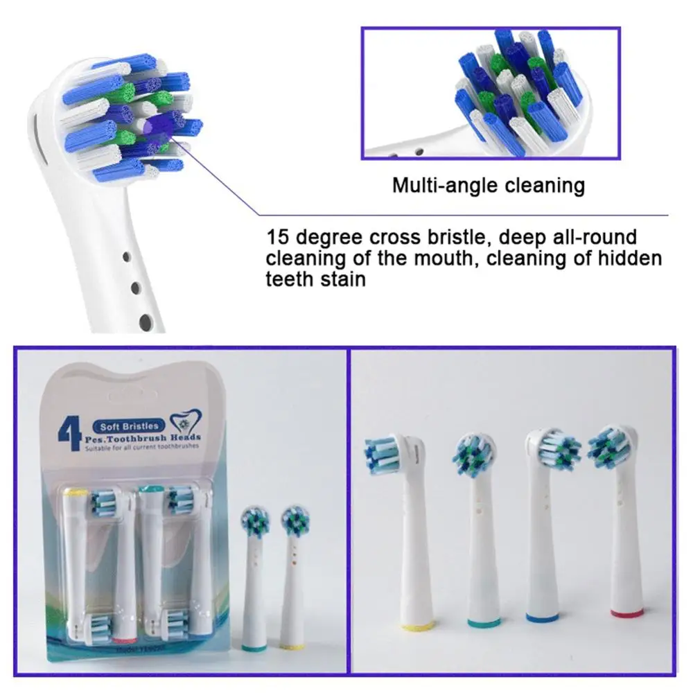 Oral b escova de dentes elétrica cabeças, cerdas macias, duplo limpo, ação cruzada, 8pcs