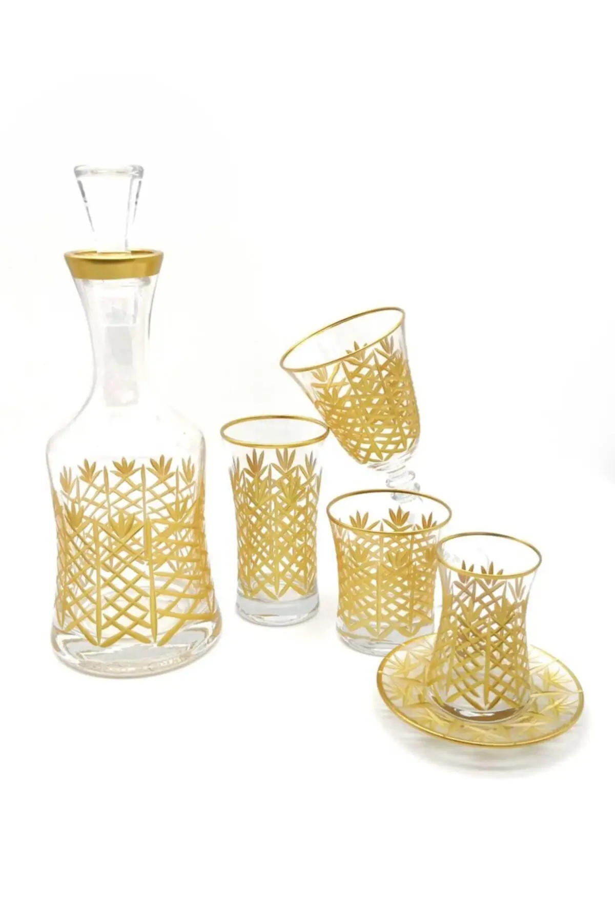 

Uras 31 Piece Cutout Decorated Tea Kit (6 Persons) English Tea Cup Glass Cup