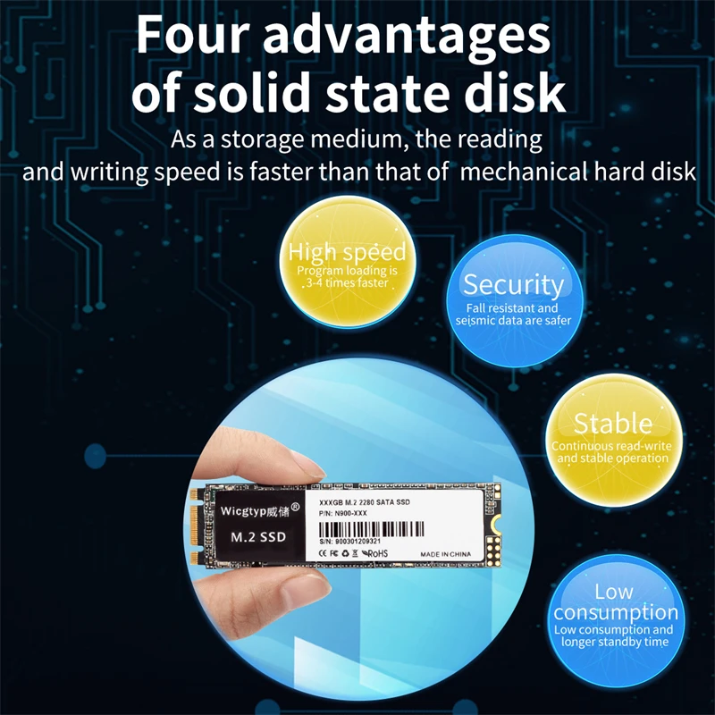 Imagem -04 - Estado Sólido de Wicgtyp m2 Ngff 2280 para o Portátil Ssd M.2 Sata3 128gb 256gb 512gb 1tb 2tb Ssd Ngff 2280 mm Discos Rígidos para Desktop Unidade de