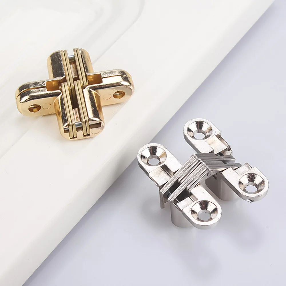 2Pcs Invisible Hinges Cross Hinge Hidden Concealed Cabinet Cupboard Door Wooden Boxes For Folding Window Furniture