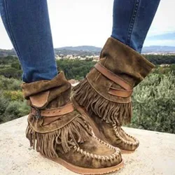 Women Tassel Winter Snow Boots Ladies Suede Ankle Boot Female Fashion Casual Shoes Comfort Footwear Plus Size 35-43