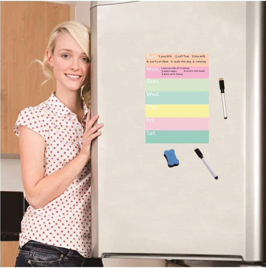 A4 Magnetic Dry Erase Whiteboard Sheet for Fridge Magnet Menu Weekly Planner To Do List Notepad Message Board Office Schedule