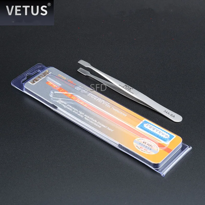 

VETUS 34A-SA Flat Wide Tweezers for Laboratory Medical Clamping Stamp Electronic Industry Tools