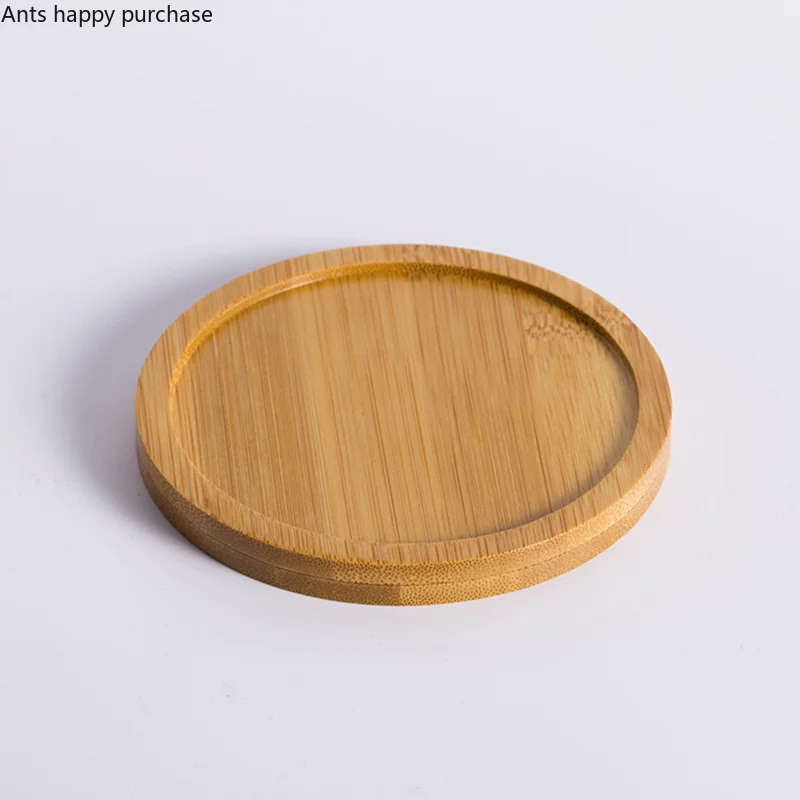 Bamboo Pallet Japanese Tea Tray Sushi Fruit Plate Kitchen Spice Jar Base Tray Rectangular Tableware Bamboo Base Round Coaster