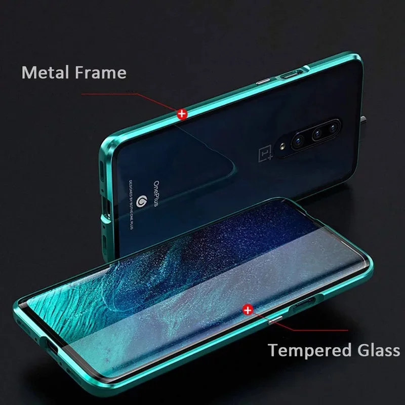 Custodia magnetica per custodia Oneplus 8 Pro Cover trasparente in vetro temperato a doppia faccia per custodia Oneplus One plus 7 Pro protezione