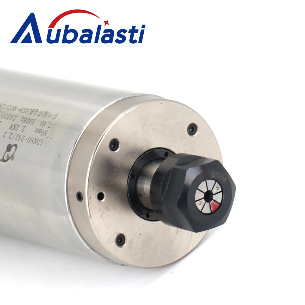 Aubalasti CNC Spindle 1.5KW 2.2KW Spindle Motor Water Cooled Spinedle 220V 380V ER16 ER20 400HZ For CNC Metal Cutting