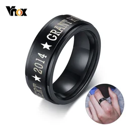 Vnox Personalized Stainless Steel Black Spinner Class Rings for Men 8mm Engraved Wedding Rings Jewelry Simple Customize Gift