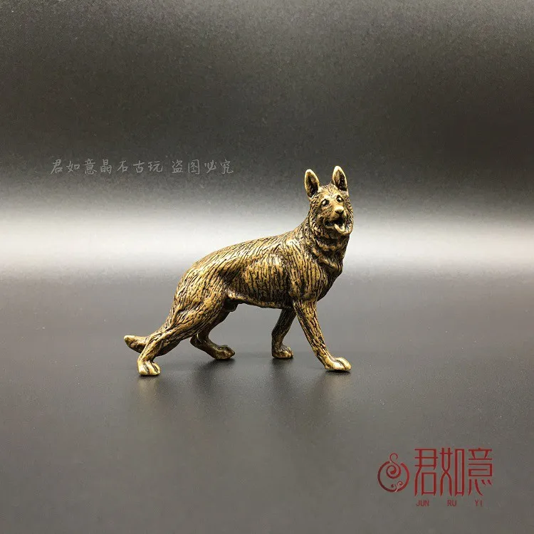 Solid copper wolf a pair of copper art miniature brass prairie wolf little copper wolf Ornament animal tabletop ornament bronze