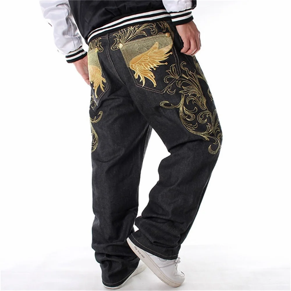Carp Embroidery Jeans Men's Chinese Style Retro Small Straight Loose Hip Hop Large Size Thin Pants Scorpion Scrapes Shatter 4446