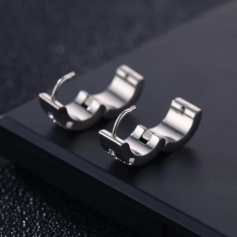 Western Hot Sale Creative Cross Rhinestone Stainless Steel Earrings For Men Women