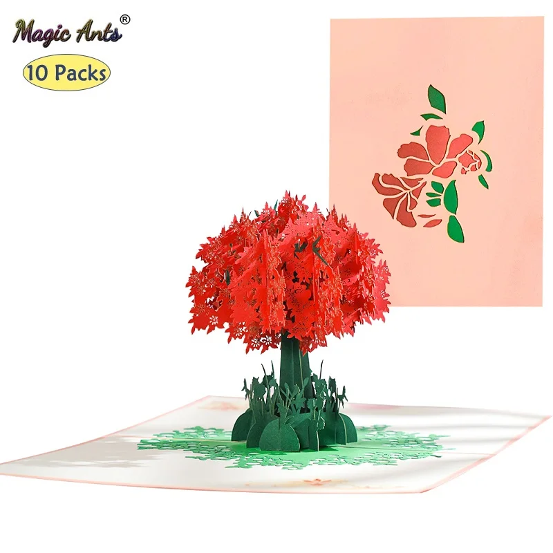 

10 Pack Azalea Pop-Up Flower Card 3D Greeting Cards for Valentines Day Get Well Mothers Day Birthday Anniversary Wholesale