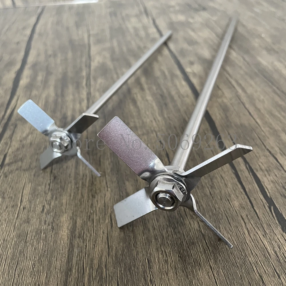 1set Lab 304 stainless steel Propeller with stirring rod,Four-bladed propeller while Stirring press down the material