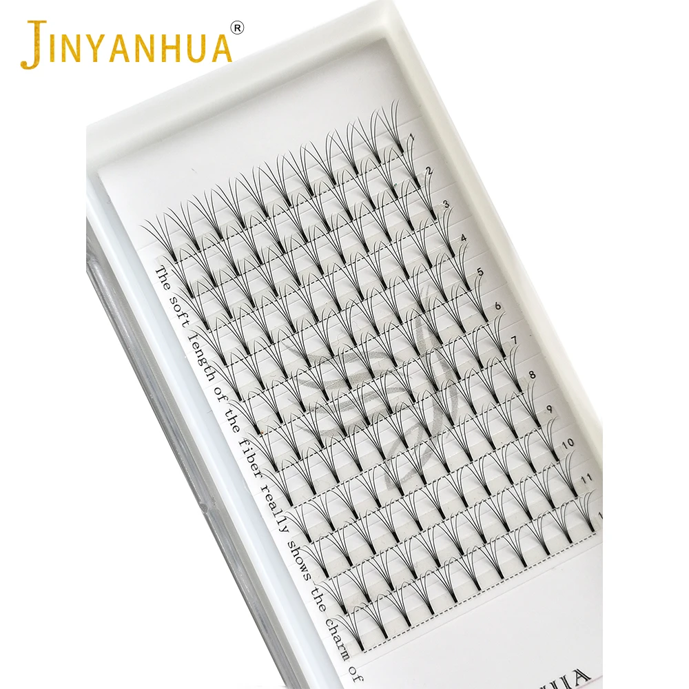 JINYANHUA 4D 5D 12Rows Premade Russian Volume Fans Camellia Eyelashes Mink Premium Lash Pre Made Individual Eyelash Extensions