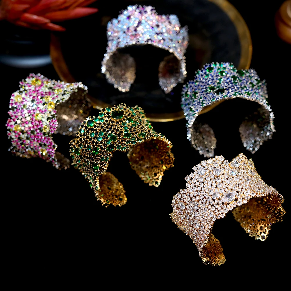 Luxury CZ Bracelets, Rings, Necklaces And Earrings 4 PCS Of Women Jewelry Set Dubai Nigerian Bride Wedding  Accessories