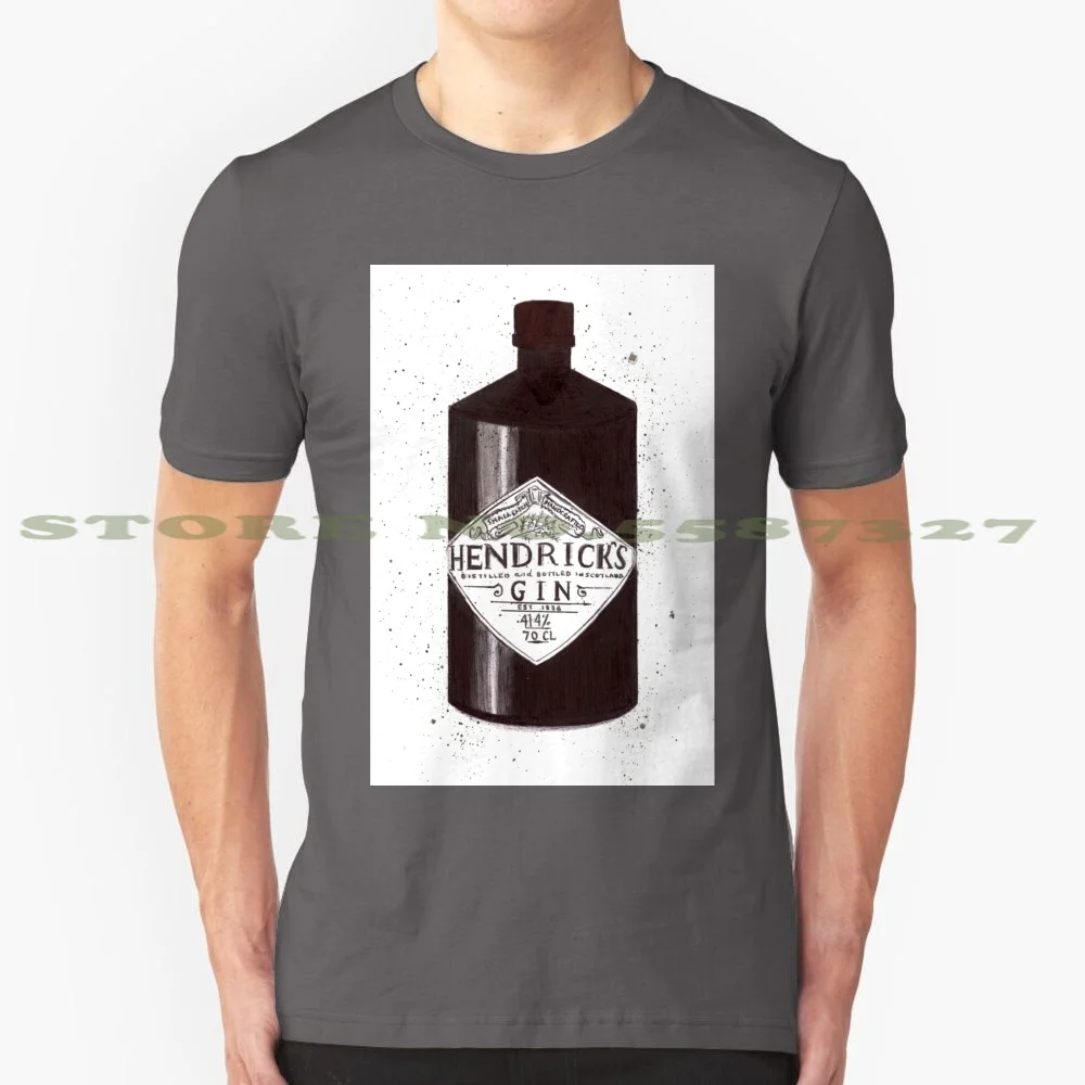 Hendricks Gin Painting , Gin Print , Gin Art , Wall Art 100% Cotton T-Shirt Hendricks Gin Hendricks Gin Art Gin Drawing Gin