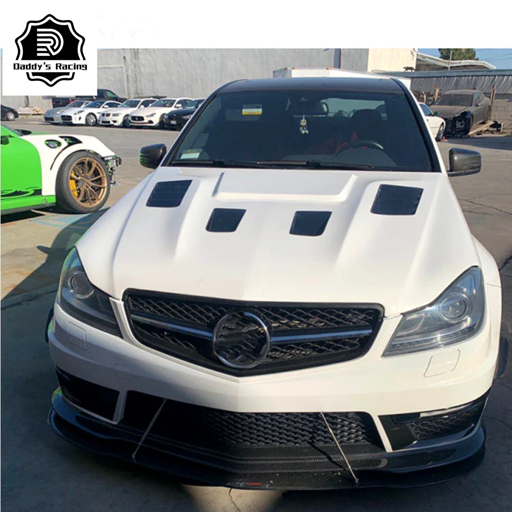 Carbon Fiber Front Hood Bonnet With Vents Fit For 2008-2021 MB W204 C63 New BS Style Car Tuning Modification