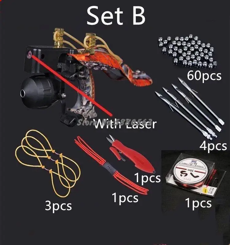 Powerful Fishing Catapult Super Strong Laser Slingshot Hunting Caza Professional Catapult Full Set Slingshot With Fishing Reel