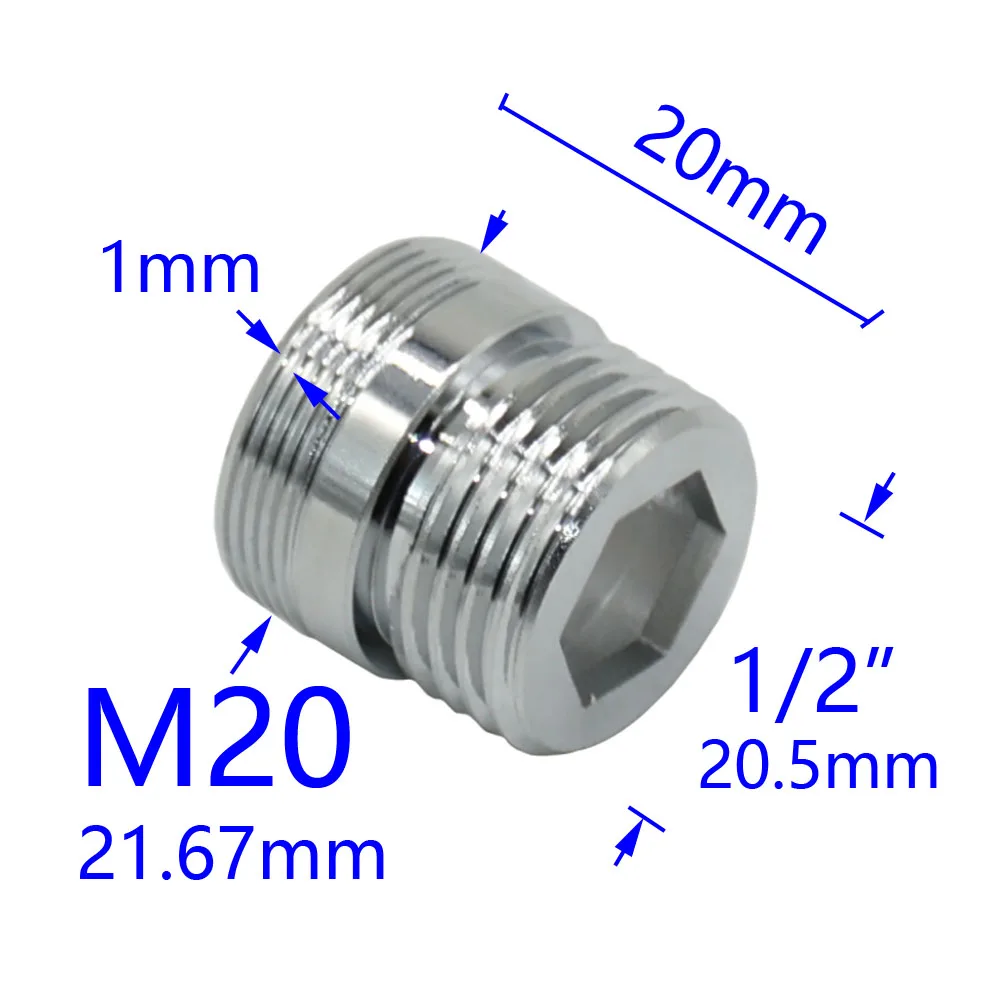 Brass 1/2" To M22 M24 M14 M20 Thread Connector Garden Household Faucet Adapter Durable Joint Coupler Fittings 1PC