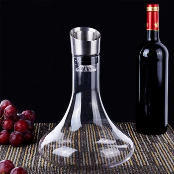 Decantador de vino de cristal sin plomo, jarra de vino tinto con aireador incorporado, accesorios de vino de decantamiento rápido