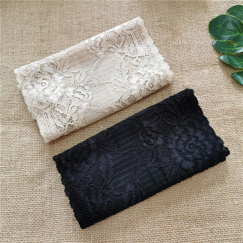 17CM Elastic Tulle Mesh Lace African Fabric Ribbon For Dresses Decoration Black Large Edge Couture Materiel Accessoires E1792