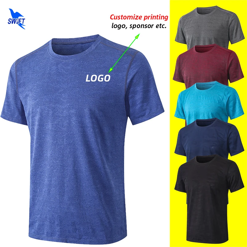 2020 Summer Breathable Quick Dry Sport T Shirt Customize LOGO Short Sleeve Running Shirts Gym Fitness Sportswear Camo Top Tee