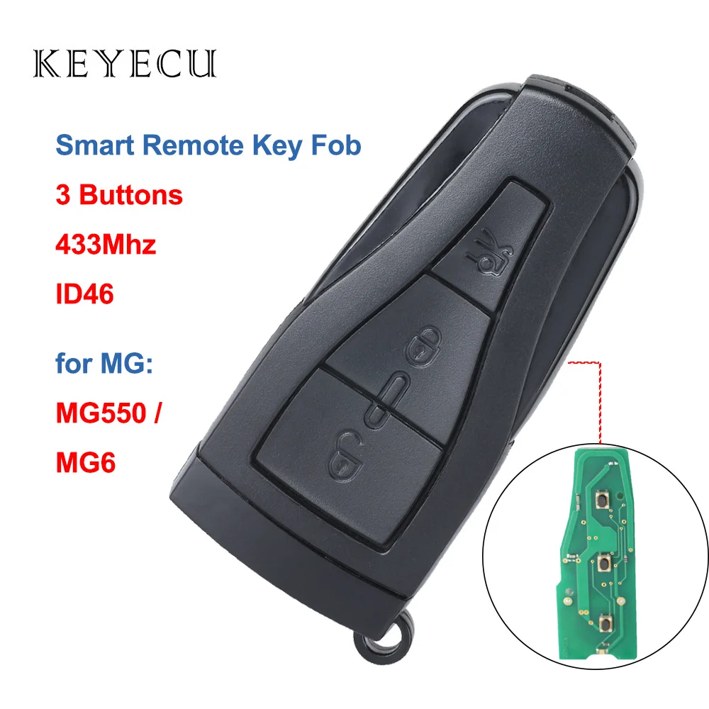 

Keyecu Replacement Smart Remote Car Key Fob 3 Buttons 434MHZ with ID46 Chip for MG MG550 MG6