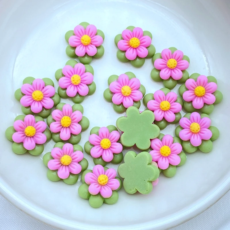30Pcs New 13mm Resin Lovely Mini Flower Flat Back Cabochons Scrapbooking DIY Jewelry Craft Decoration Accessories Q07