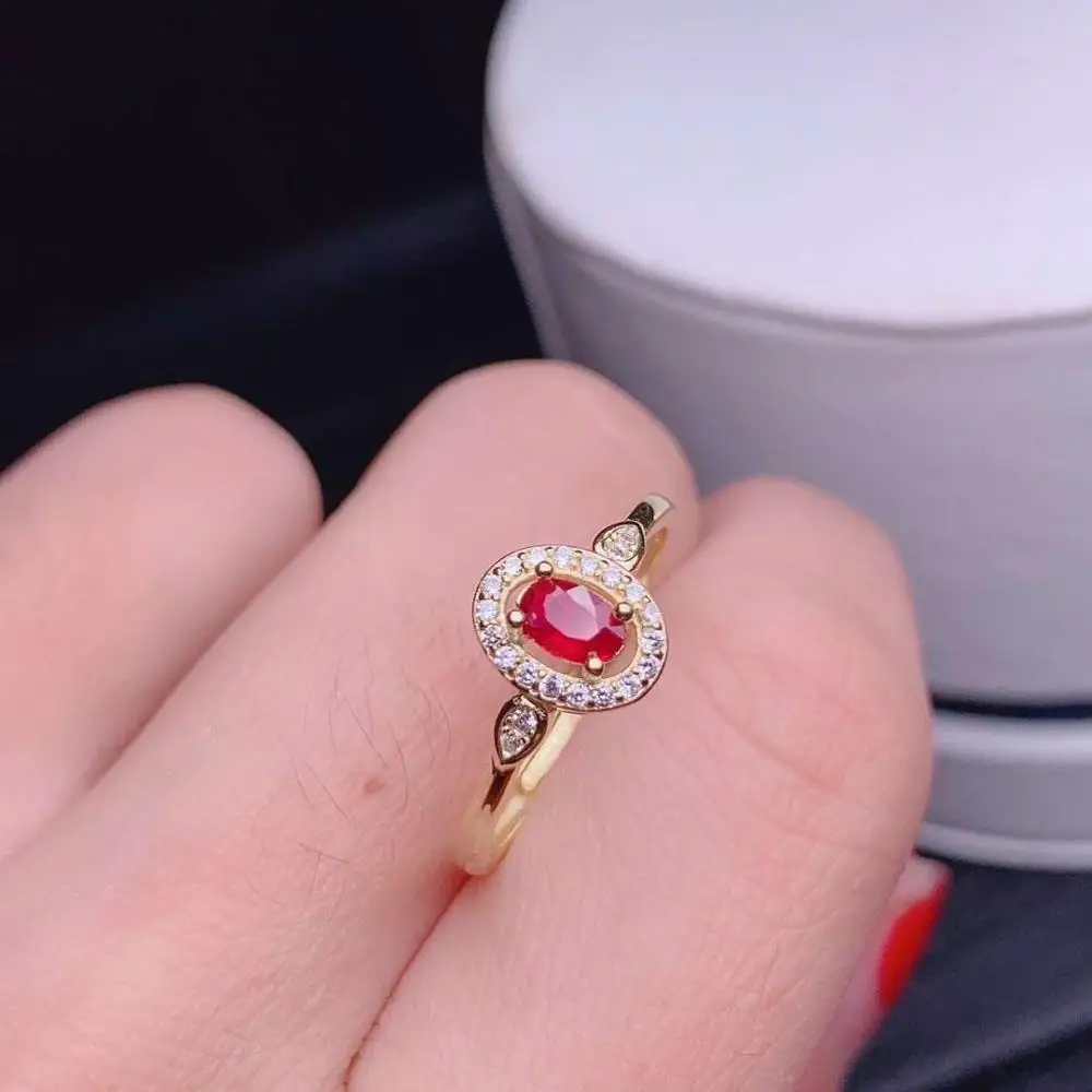 

fashion Ruby gemstone women silver ring fine jewelry certified natural gem red color 925 sterling silver birthday Valentine gift