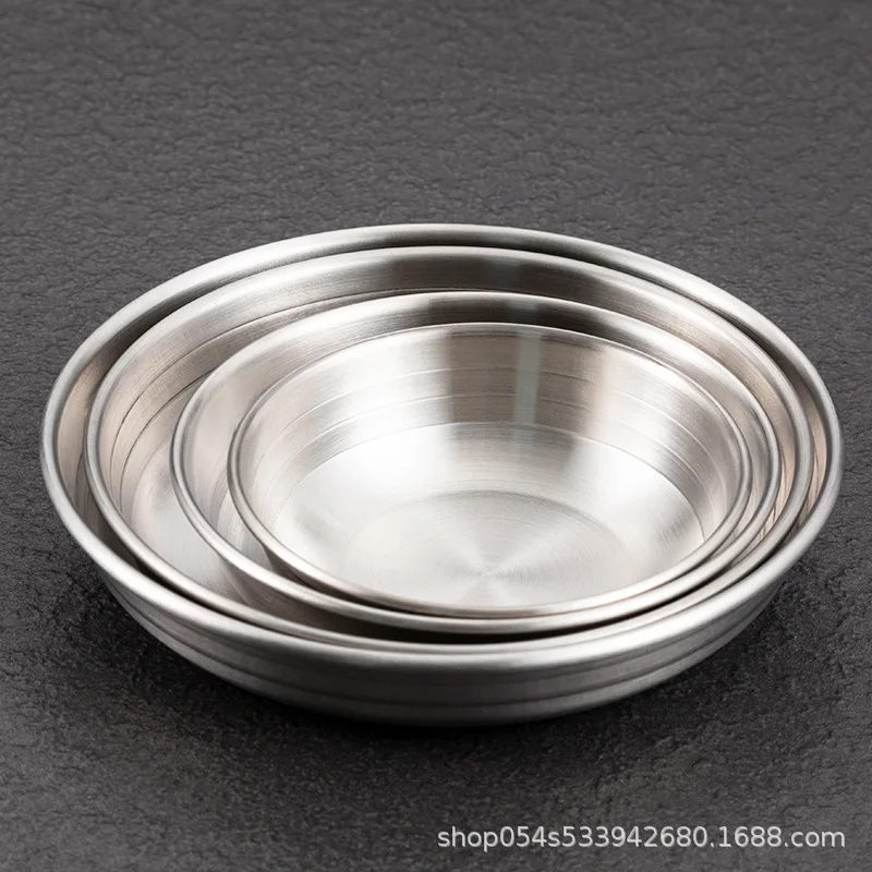 Korean kimchi dish 304 stainless steel flat-bottom small dish silver gold cold dish seasoning dish barbecue restaurant tableware