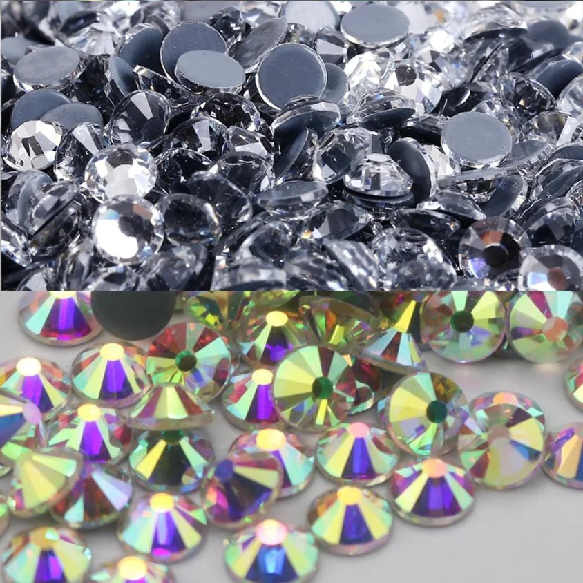 

Crystal AB/Crystal Clear Hot Fix Rhinestones Super Glitter Glass Strass Iron On Stones For Fabric Garment Clothes DIY