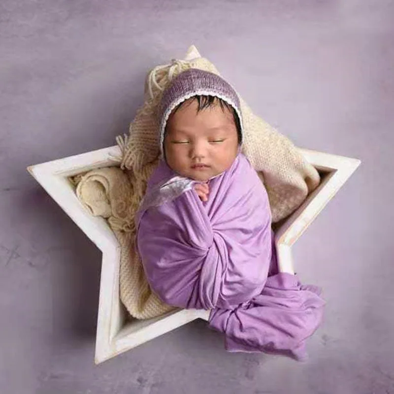 Hot Newborn Photography Props One Month Baby Retro Shabby Style Five-pointed Star Theme Photo Children Studio Basket Decoration