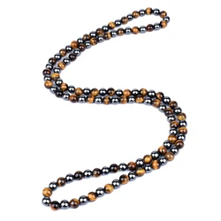 Natural Hematite Tiger Eye Beads Necklaces Men for Magnetic Health Protection Women Energy Jewelry Collier Homme Drop shipping