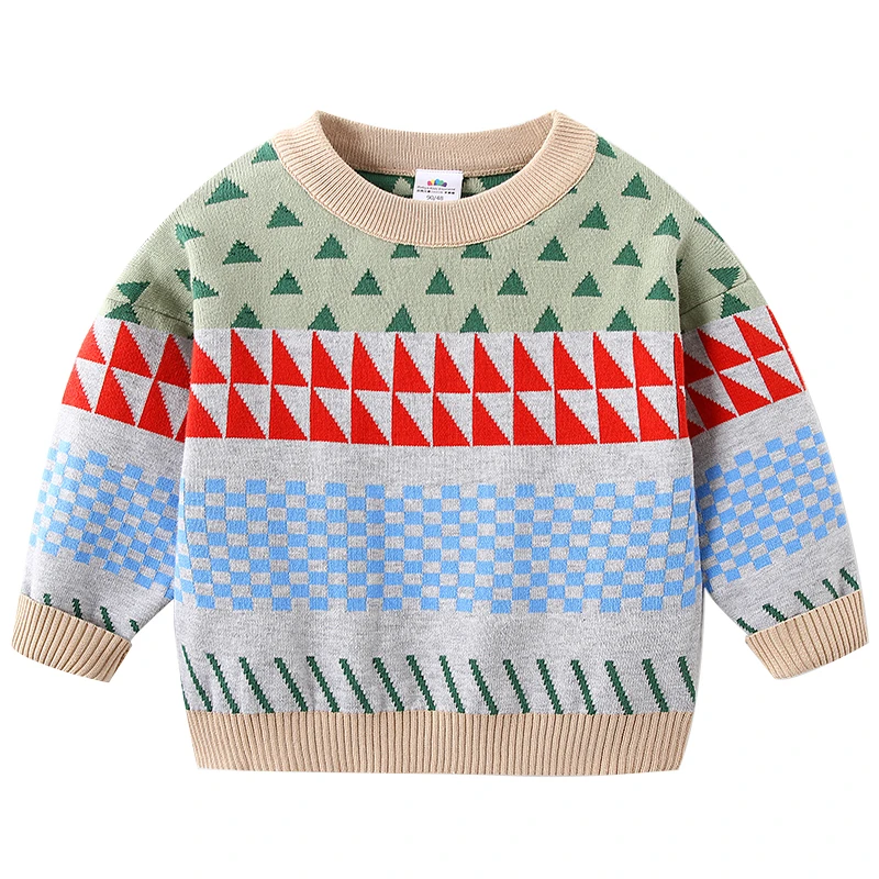 Winter New Fashion 2 3 4 5 6 7 8 9 10 Years Children\'s Handsome Pullover Knitted Color Patchwork Sweater For Kids Baby Boy