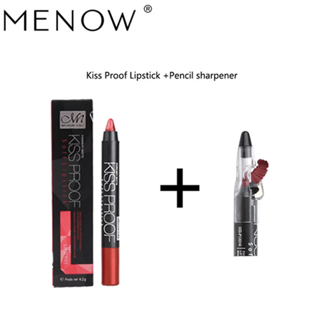 ON SALE-Menow 1pc 19 Colors Lip Pencil Waterproof Makeup Lipstick Pen Plus Sharpener Vivid Red Pink Dusk Color Lips Cosmetics