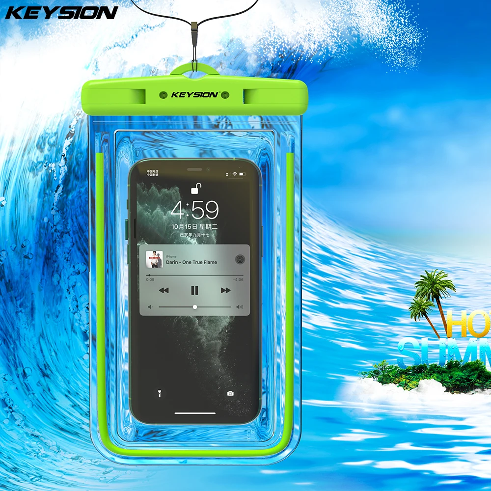 

KEYSION IPX8 Waterproof Bag for Samsung Xiaomi redmi Mobile Phone Swimming Case Luminous Underwater Pouch for Huawei iPhone OPPO