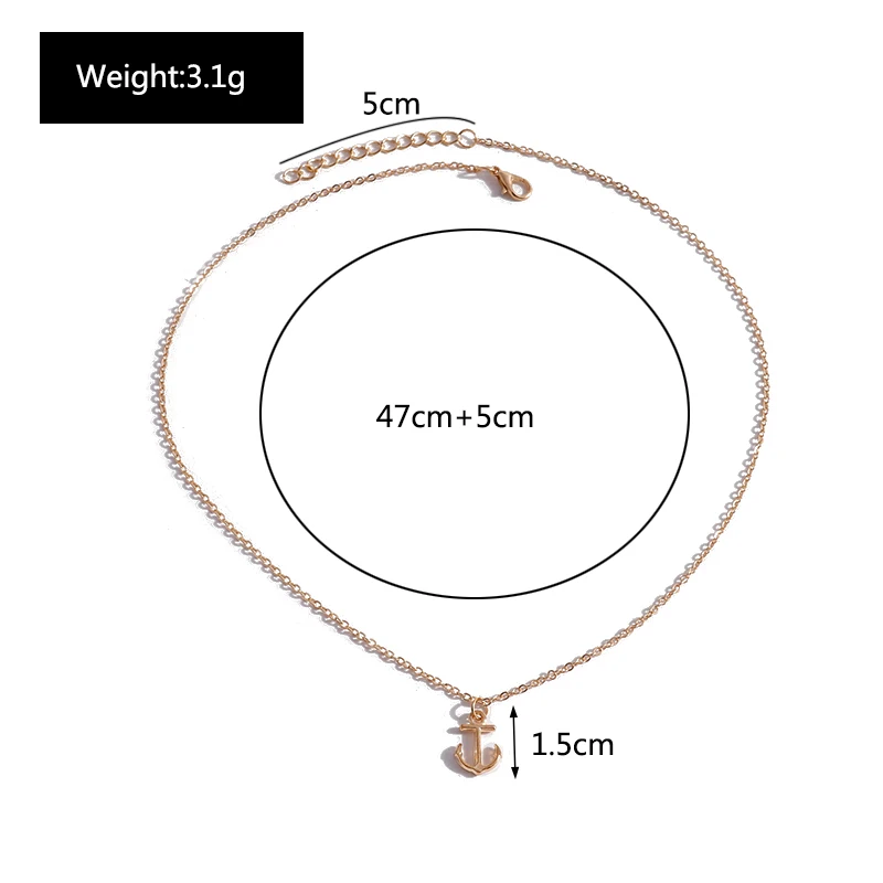 Aihua Schlichter Stil Schlüsselbeinkette Meer Marine Anker Halsketten & Anhänger für Frauen Mädchen Geburtstagsfeier Schmuck Collier Geschenke – Detail 15