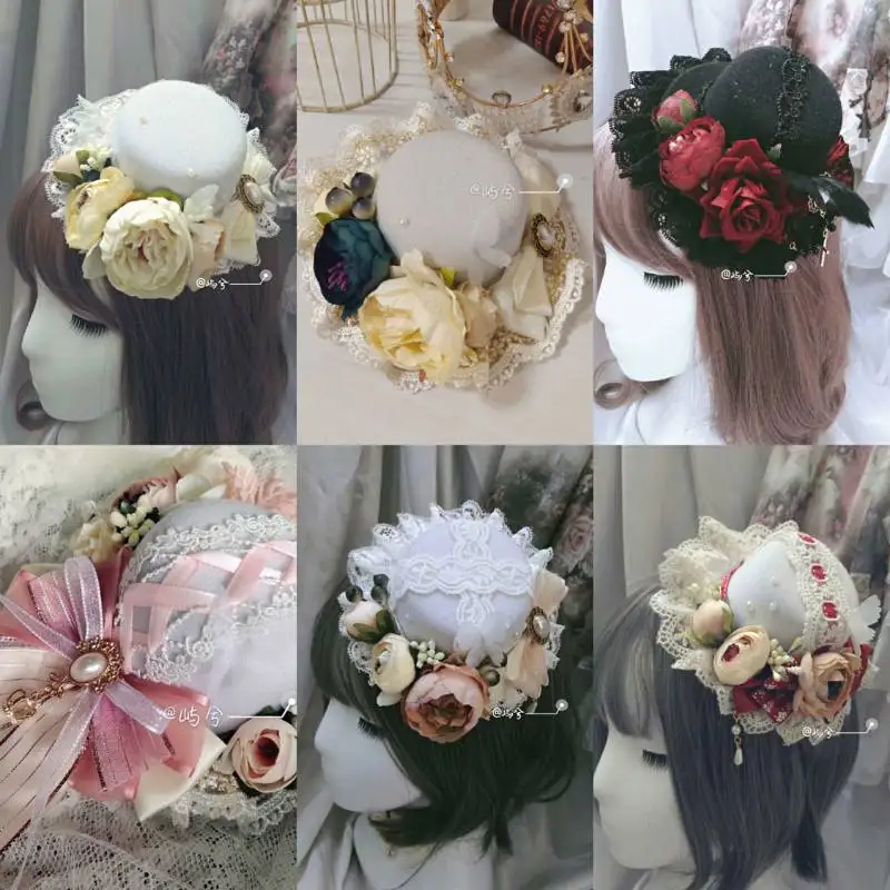 Original lolitas top hat hand-made hair accessories cla daily gorgeous small accessories lolita tea party headdress