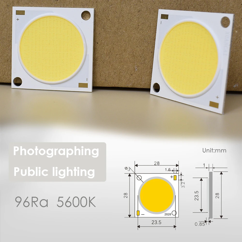 Powerful COB Chip Exhibition Building Lamp Light Source, 28x28 Aluminum Base 36V 100W 120W 5600K Photographing LED 96Ra