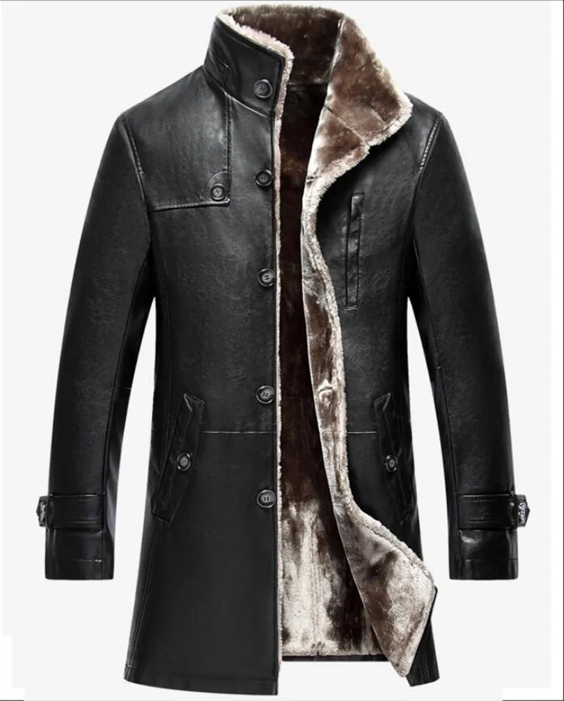 Mens Clothing Genuine Sheep Leather Coat Winter Parka Real Fur Long Plush Thick Oversize Sheepskin Jackets For Man M-5XL