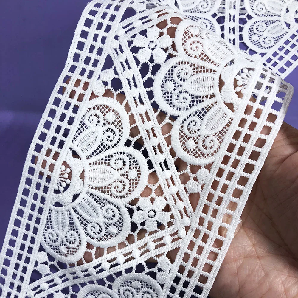 10yard High Quality Dress Accessories White Sewing Trim African Arts Craft Lace Fabric Ribbon Diy 11.3cm Women Wedding Skirt Dec