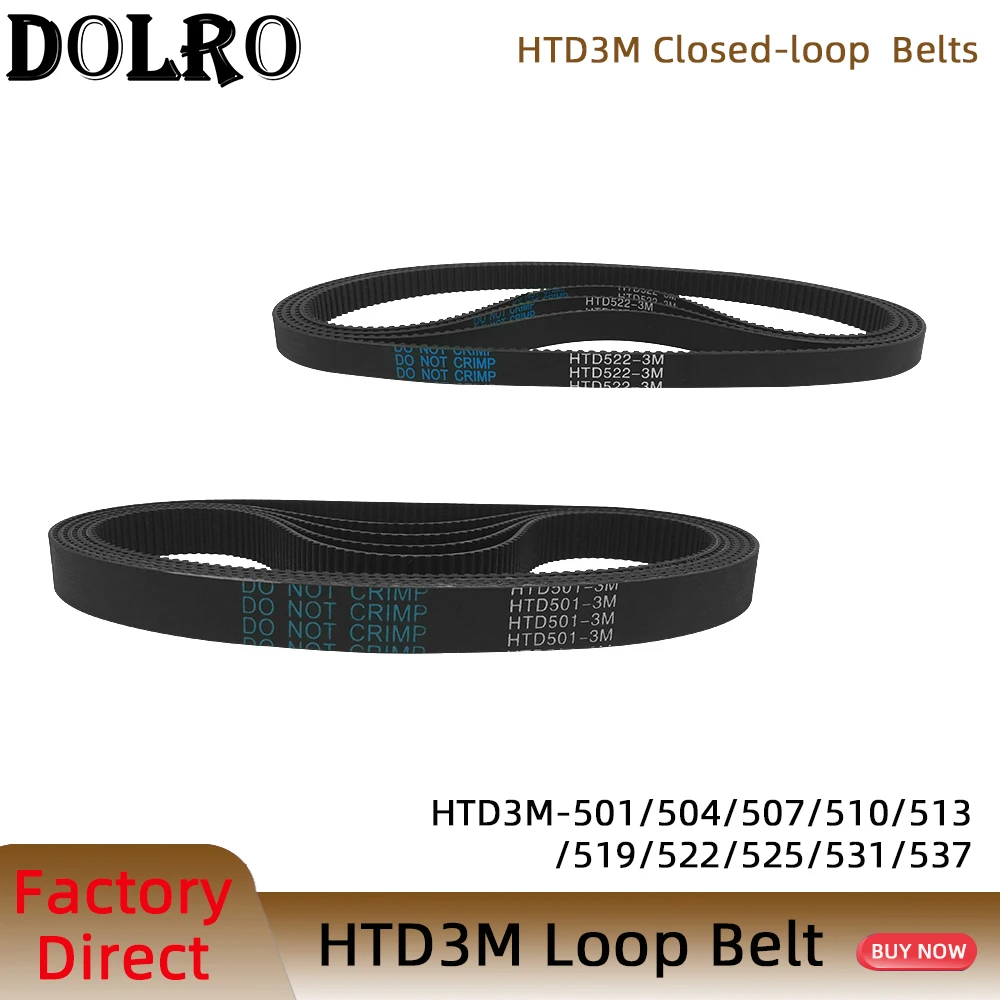 Arc HTD 3M Timing belt C=501 504 507 510 513 519 522 525 531 537 width 6/9/10/12/15/20mm Rubbe Closed Loop Synchronous pitch 3mm