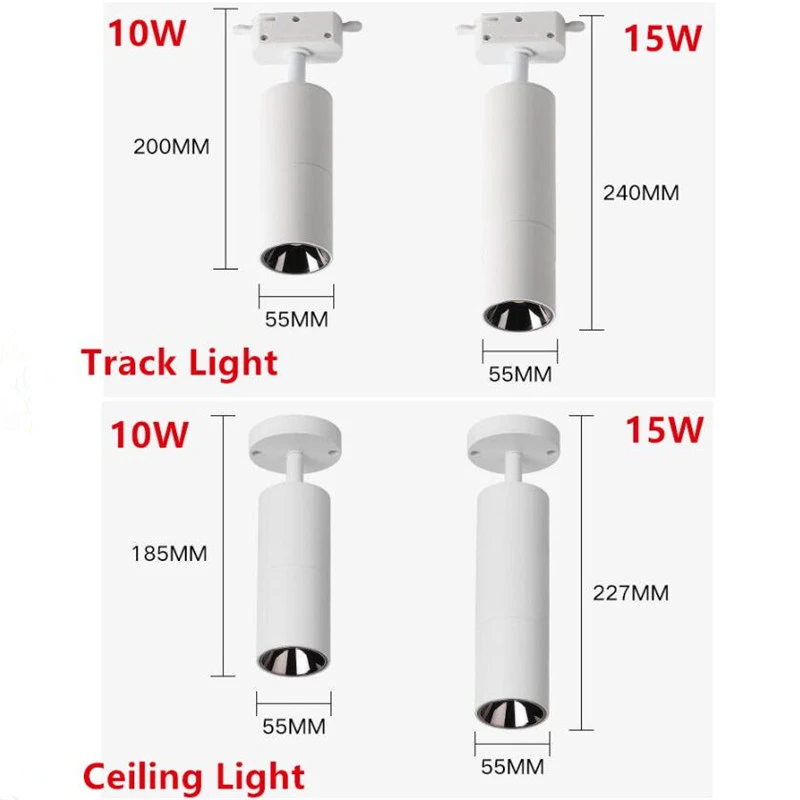 1Pcs 10W  LED Track Light Dimmable Ceiling AC85-265V Rail Spotlight Downlight Replace The Halogen Lamps For Shop Stores