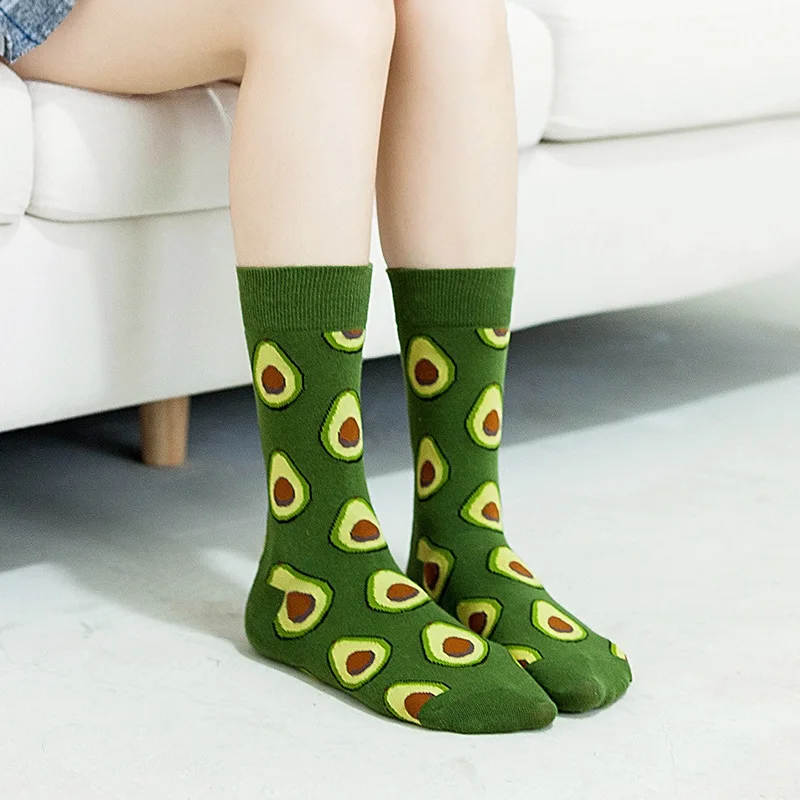 3 pairs/lot Harajuku Egg Sushi Pizza Burger Donut Chili Avocado Happy Woman Socks Cute Brightly Colored Printed Food Ladies Sock