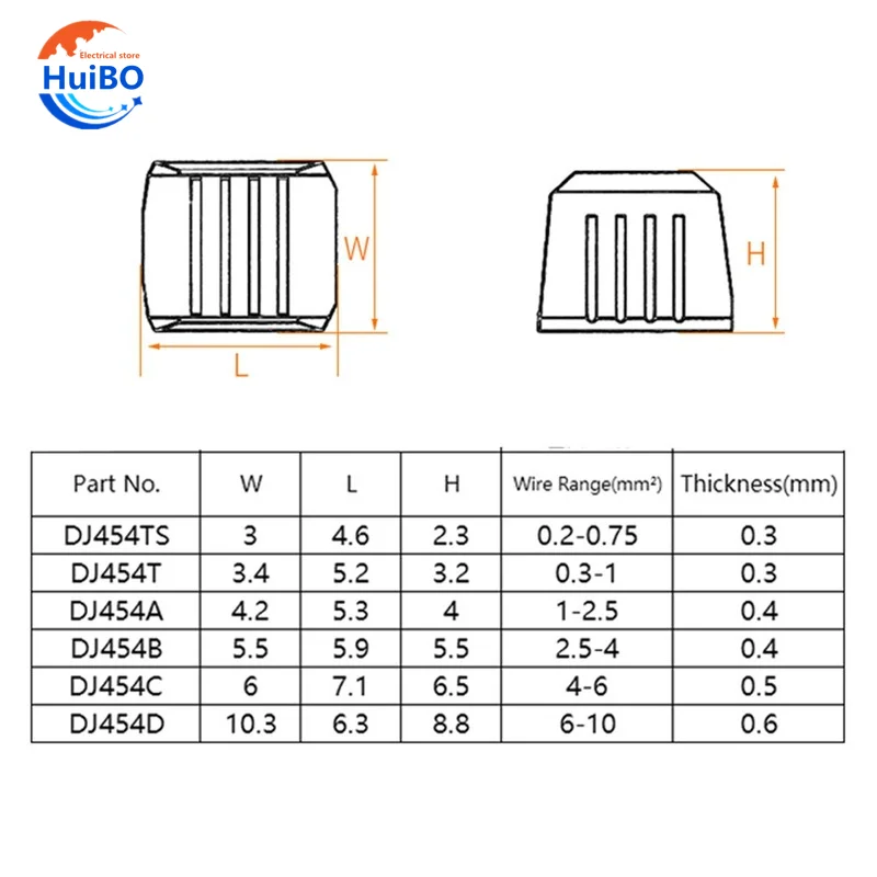 100pcs/lot  U-Shaped Crimping terminal H62 Brass Wire Buckle Poly Wire Nose Wire Connector DJ454TS/T/A/B/C/D  0.2-10mm2