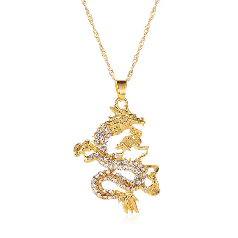 Woozu 2025 CZ Dragon Pendant Necklaces For Women Men Gold Color Jewelry Cubic Zirconia Mascot Ornaments Lucky Symbol Gifts